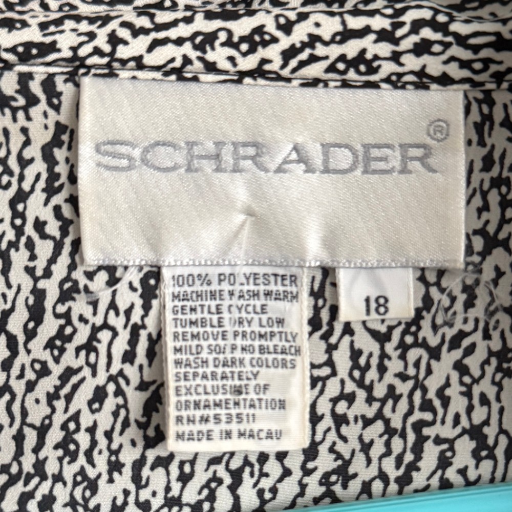 Schrader clothing label 1980s